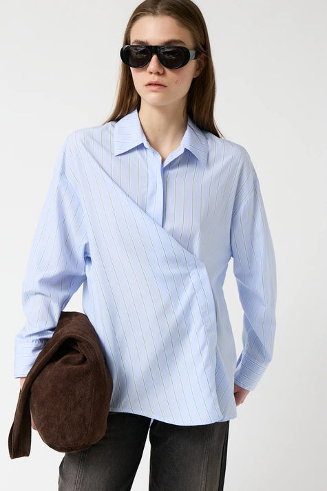 Salty Shirt in Green and Blue Stripes