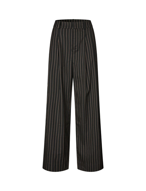 Emeli Marbel Pants in Black Brown Pinstripe