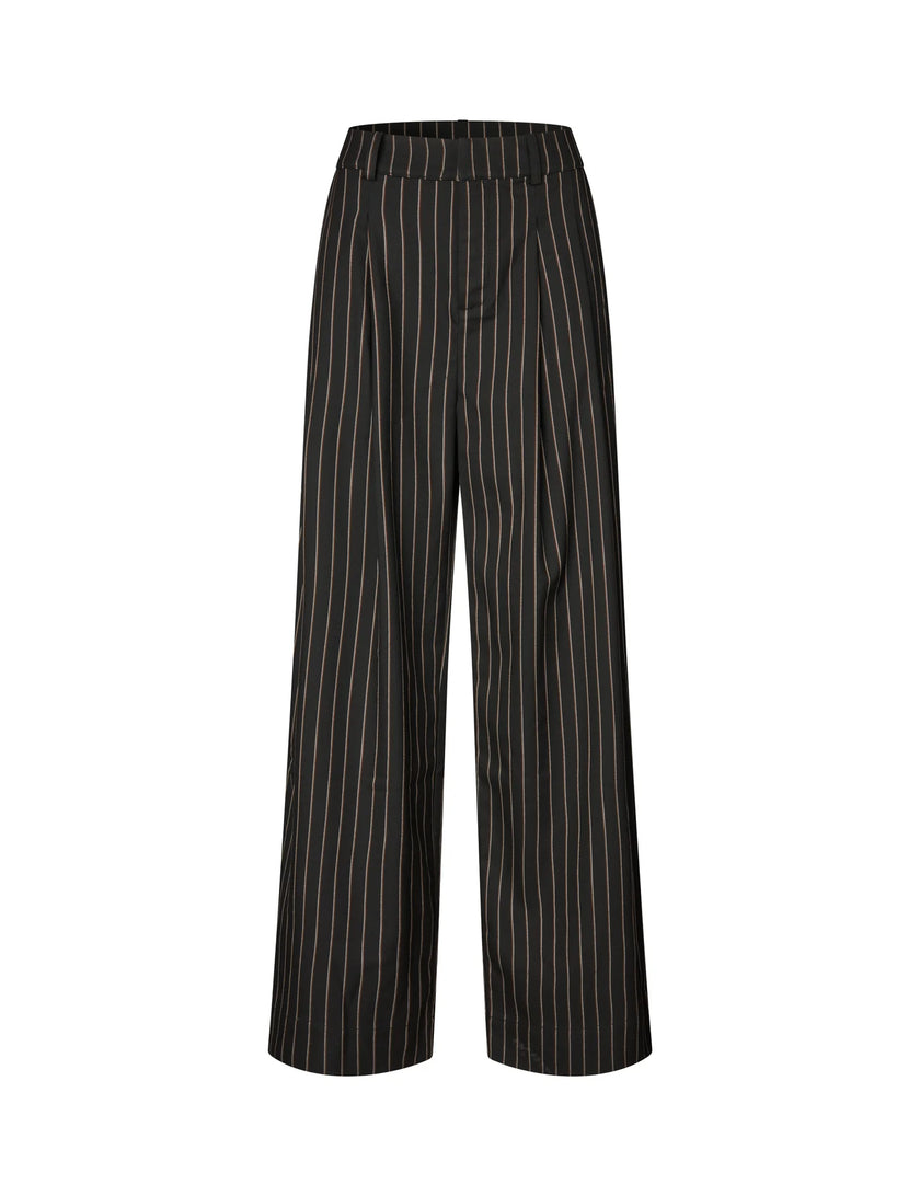 Emeli Marbel Pants in Black Brown Pinstripe