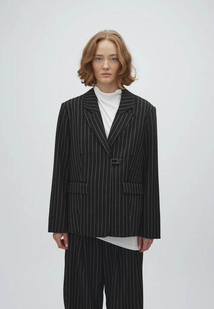 Milani Marbel Blazer in Black Brown Pinstripe