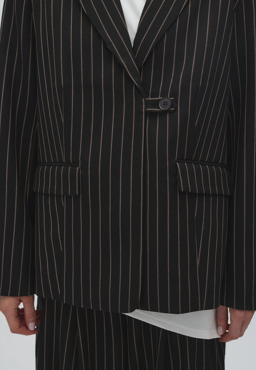 Milani Marbel Blazer in Black Brown Pinstripe