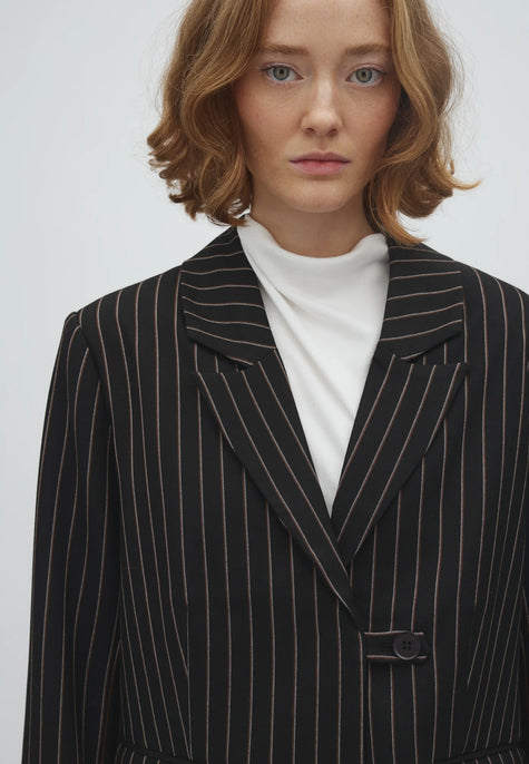 Milani Marbel Blazer in Black Brown Pinstripe