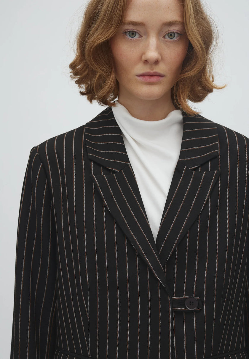 Milani Marbel Blazer in Black Brown Pinstripe