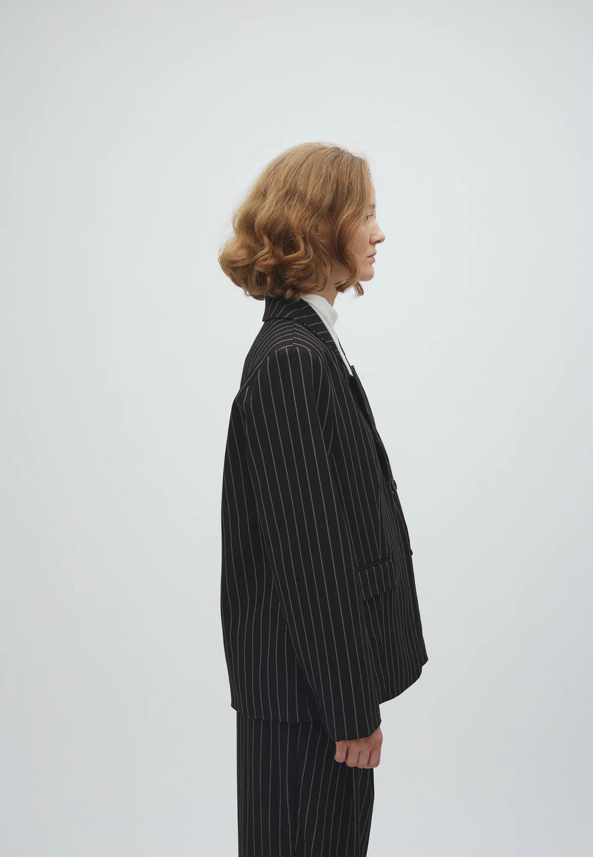 Milani Marbel Blazer in Black Brown Pinstripe