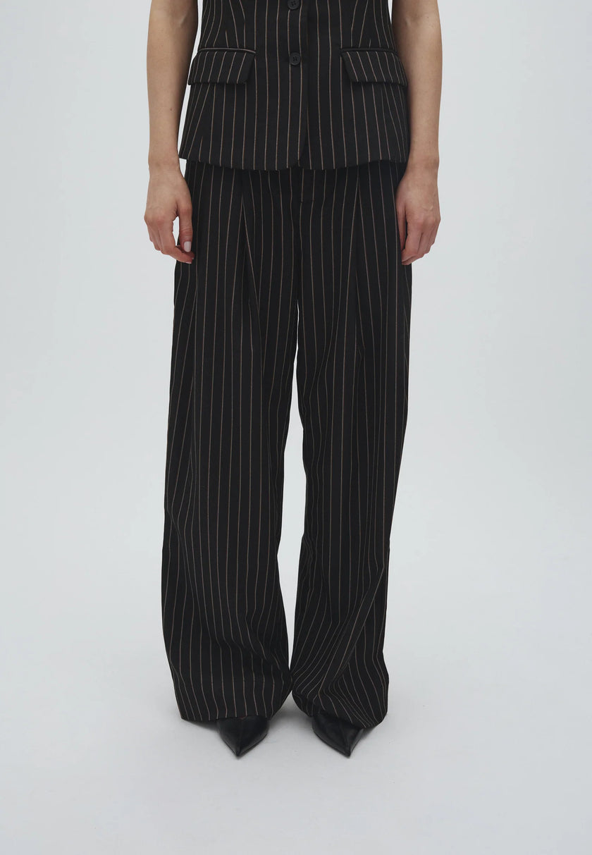 Emeli Marbel Pants in Black Brown Pinstripe