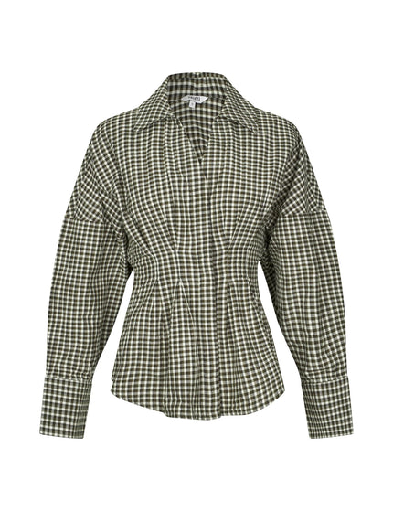 Isidor Blouse in Smoked Olive Check
