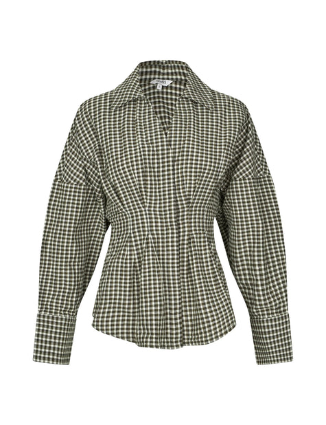 Isidor Blouse in Smoked Olive Check