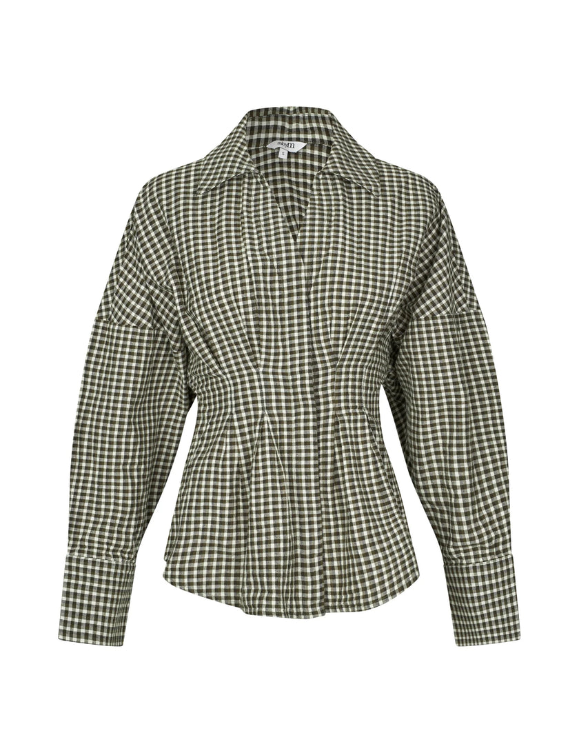 Isidor Blouse in Smoked Olive Check
