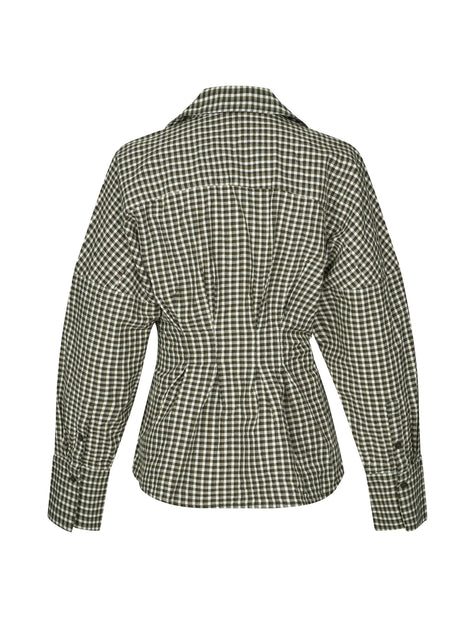 Isidor Blouse in Smoked Olive Check