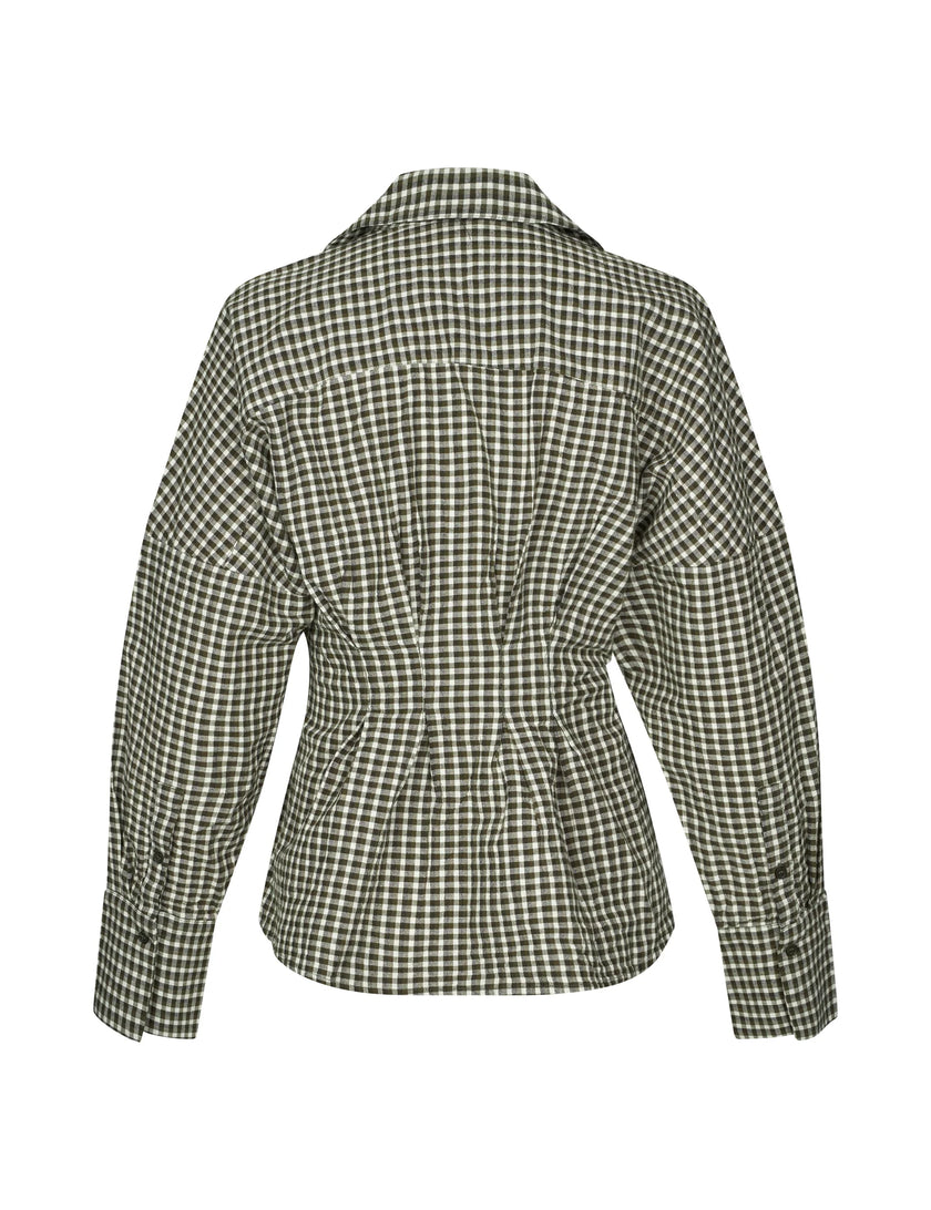 Isidor Blouse in Smoked Olive Check