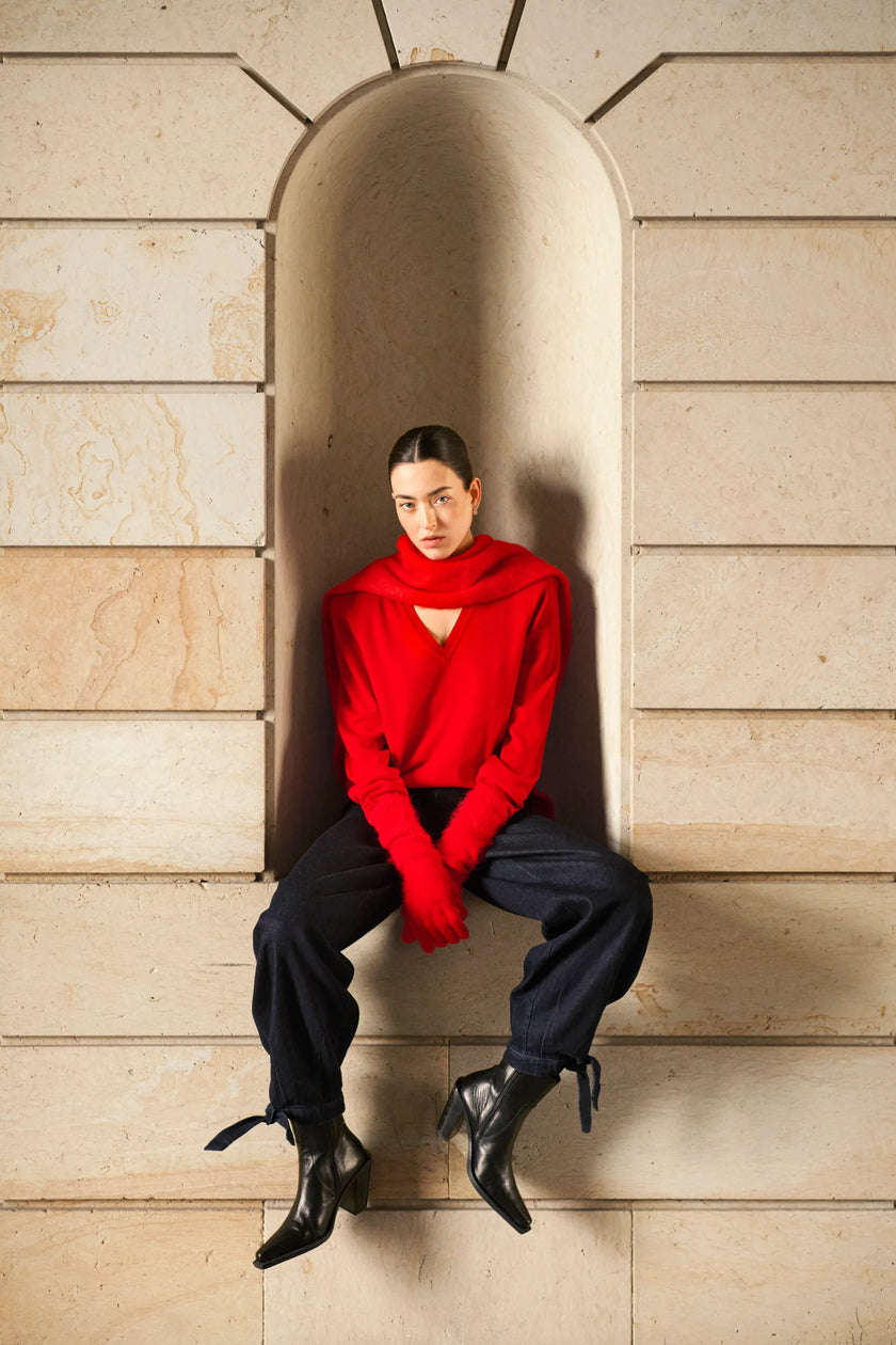 Ruthie Knit in Red Aura