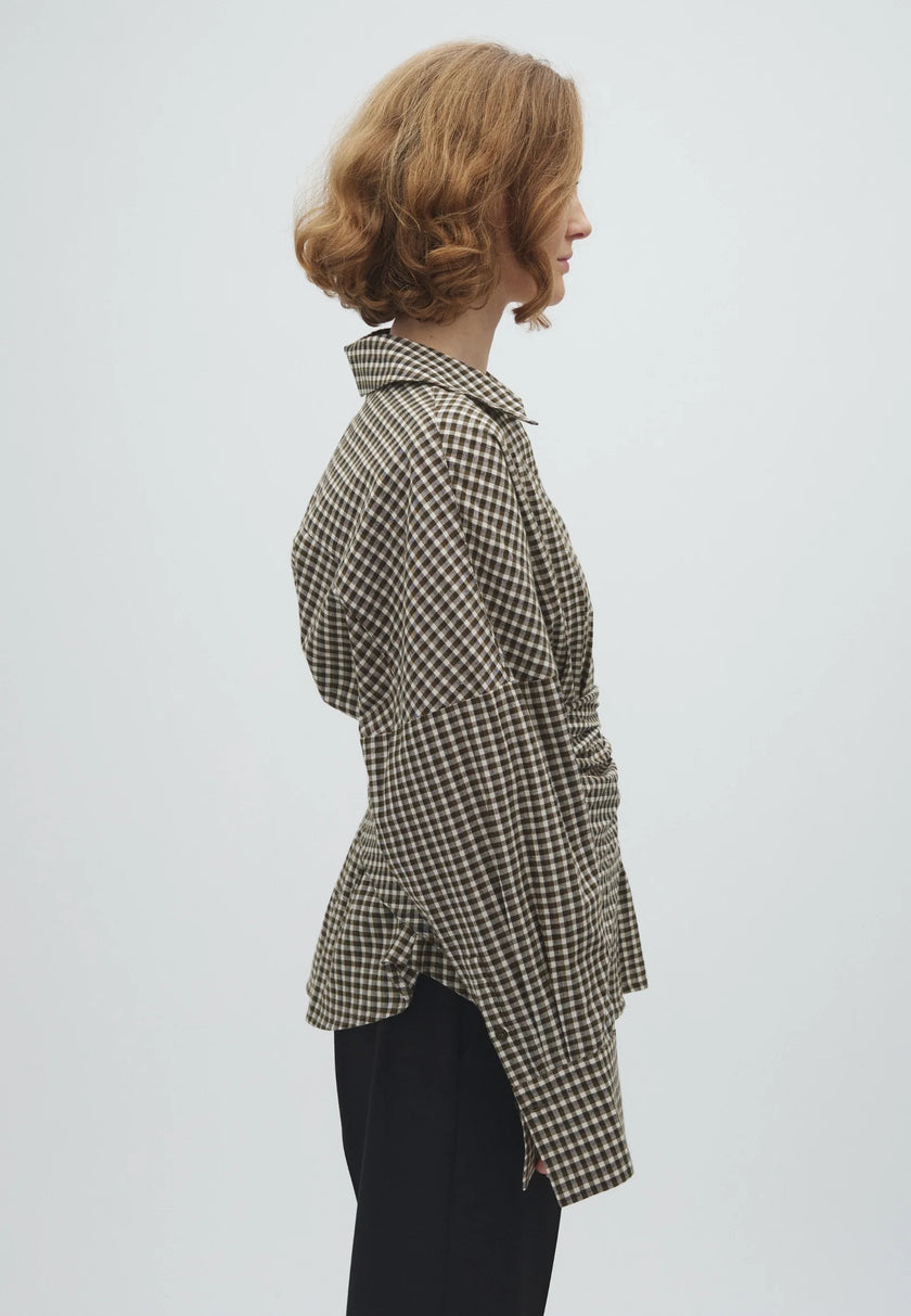 Isidor Blouse in Smoked Olive Check