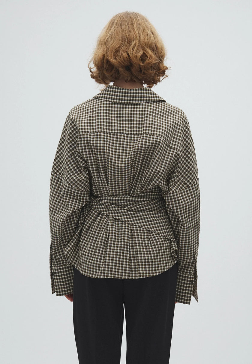 Isidor Blouse in Smoked Olive Check