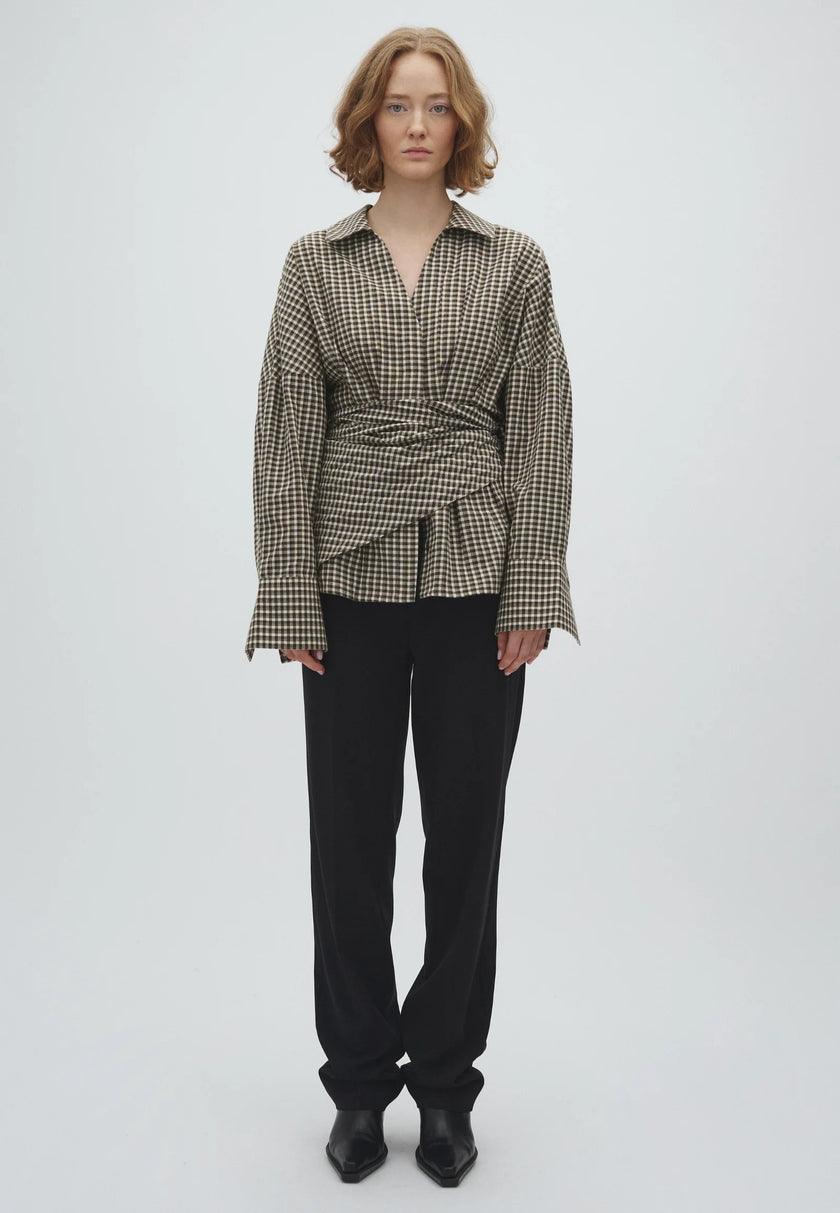 Isidor Blouse in Smoked Olive Check