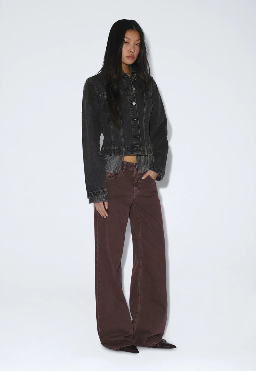 Rhue Low Wide Washed Aubergine