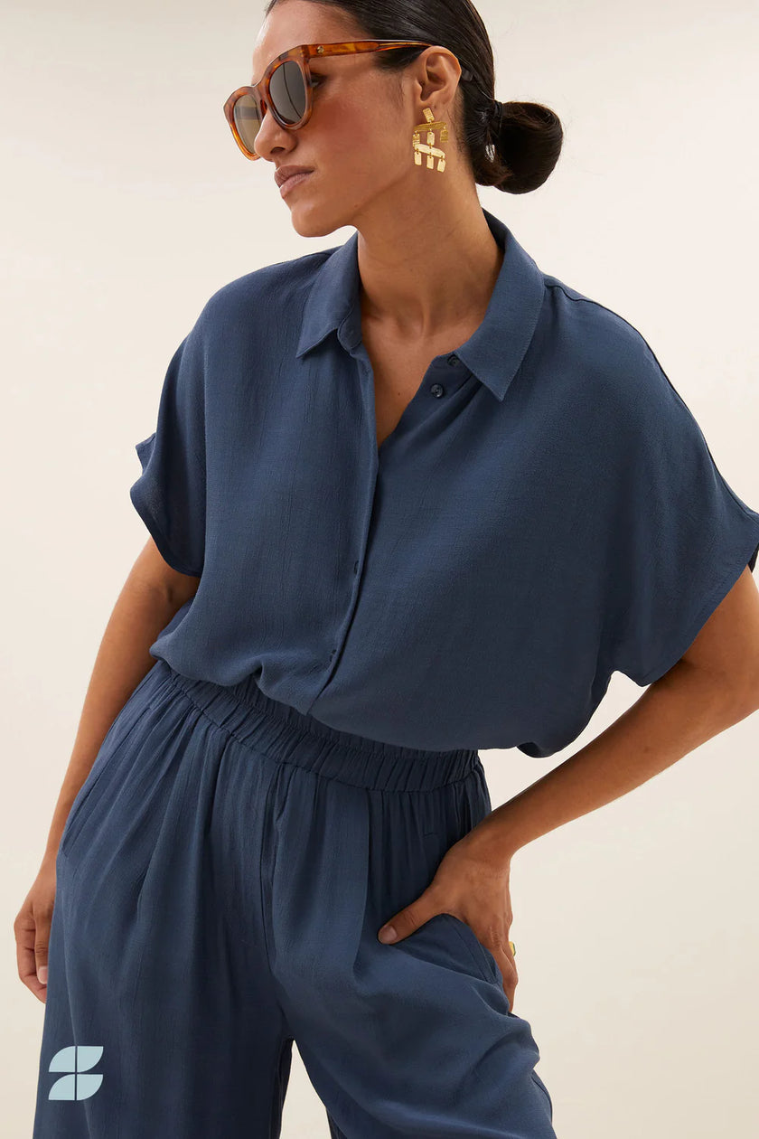 Karly Viscose Blouse in Opal Blue
