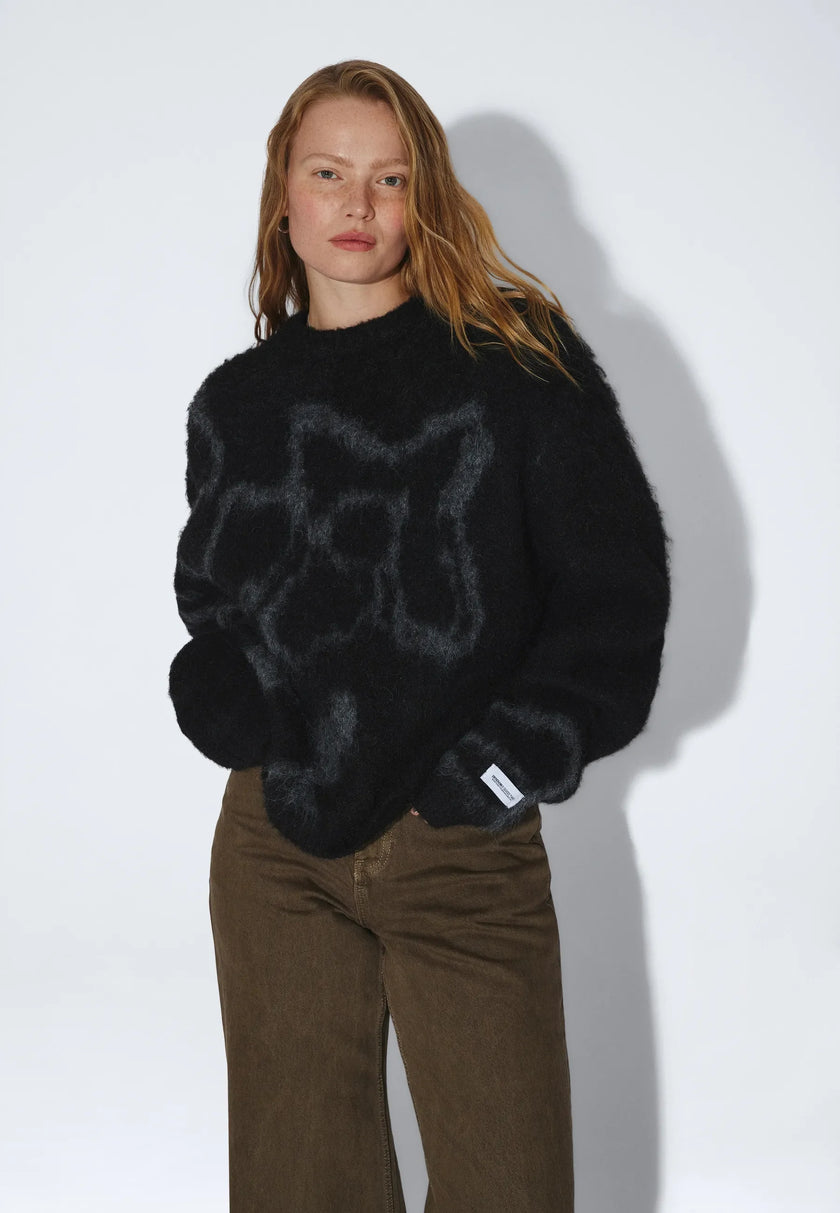 Mic Sweater in Black Grey Flower