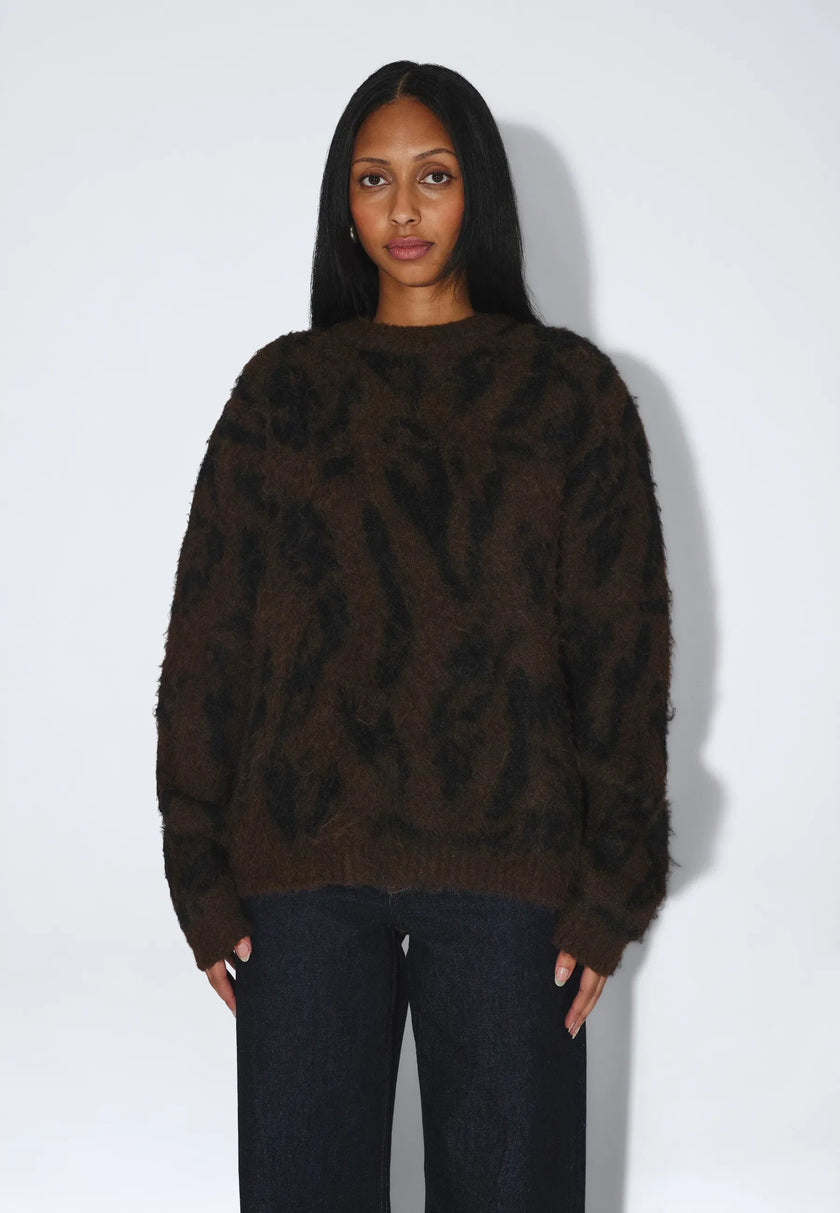 Mic Sweater in Brown Black Scribble