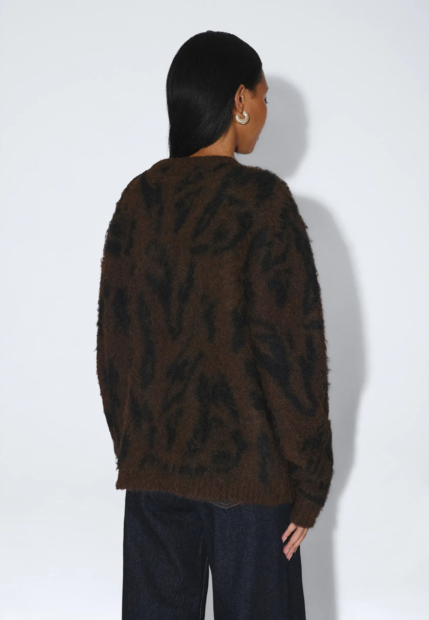 Mic Sweater in Brown Black Scribble