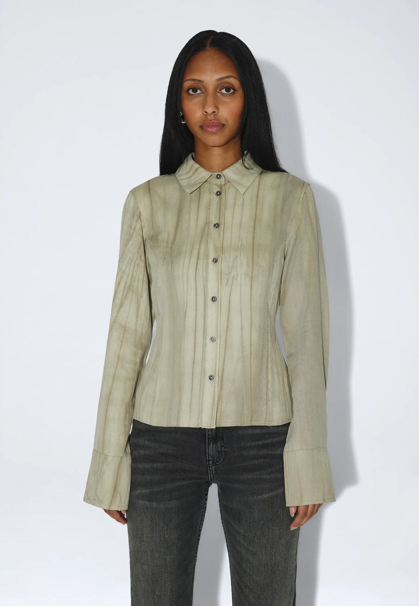 Mila Seam Shirt in Washed Beige
