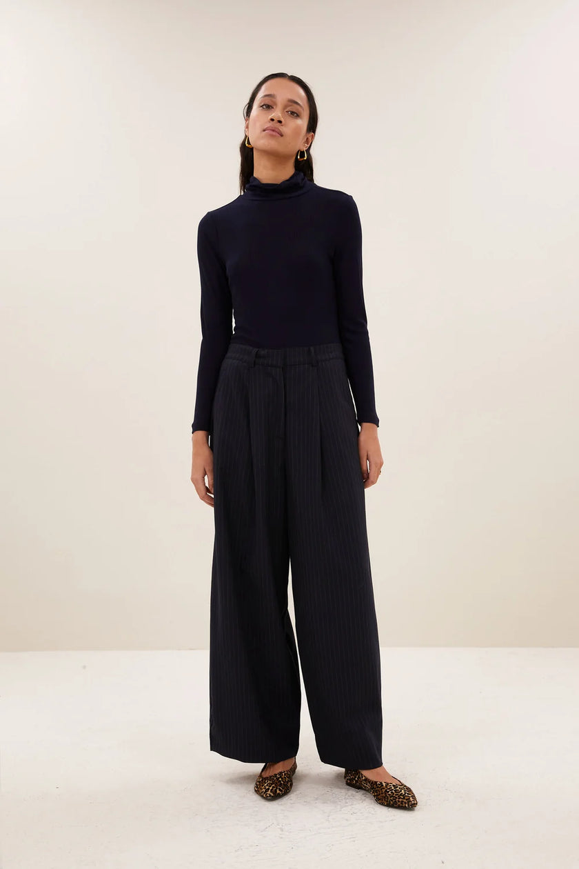 Frida Pinstripe Pants in Midnight