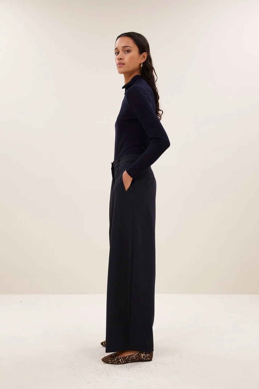 Frida Pinstripe Pants in Midnight