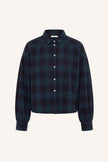 Sarah Short Green Check Blouse in Green Tartan Check
