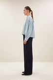 Sarah Short Sea Blouse in Green Sea Stripe