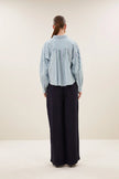 Sarah Short Sea Blouse in Green Sea Stripe