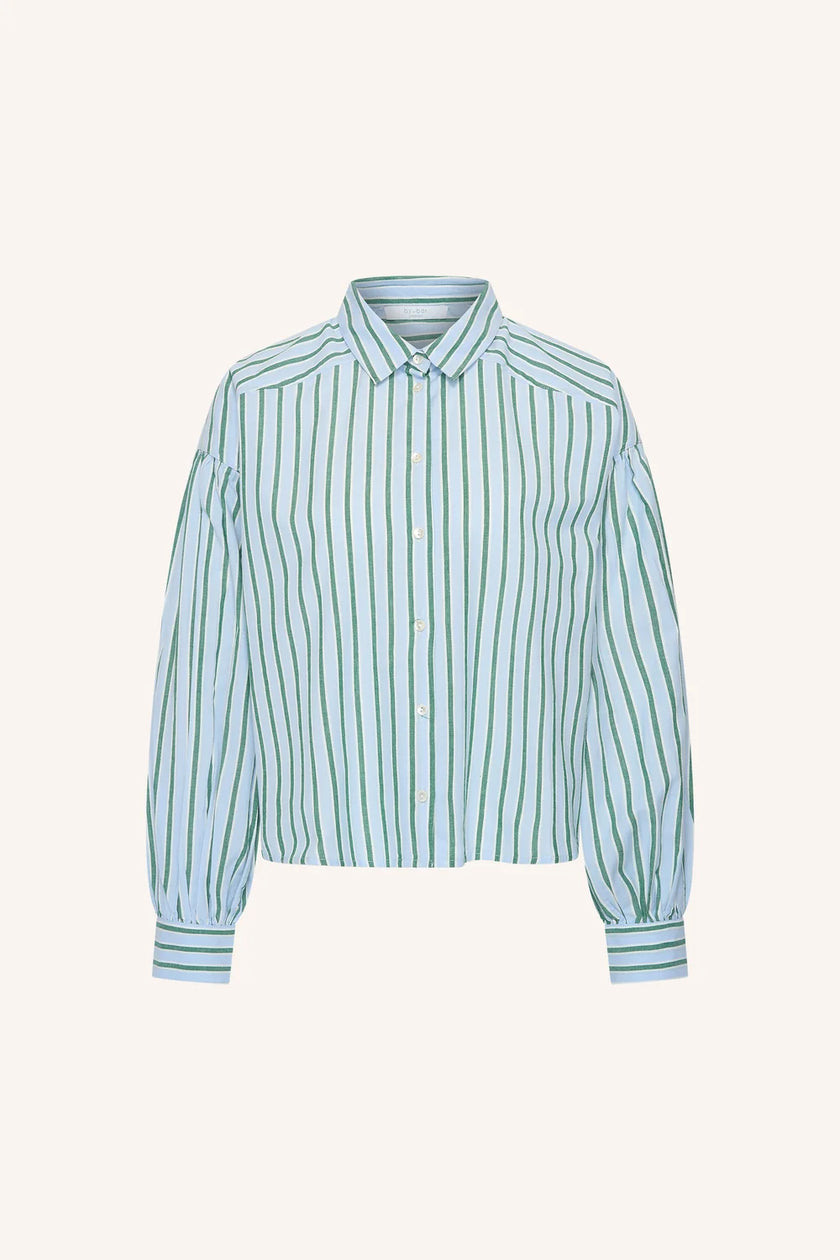 Sarah Short Sea Blouse in Green Sea Stripe