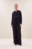 Pelle Satin Stripe Pants in Night Sky