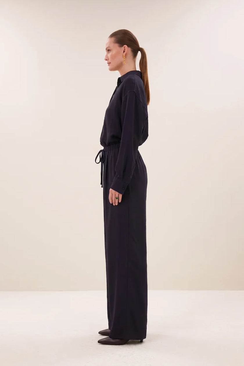Pelle Satin Stripe Pants in Night Sky