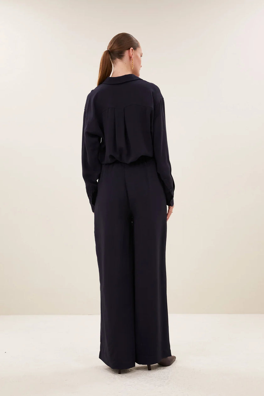 Pelle Satin Stripe Pants in Night Sky