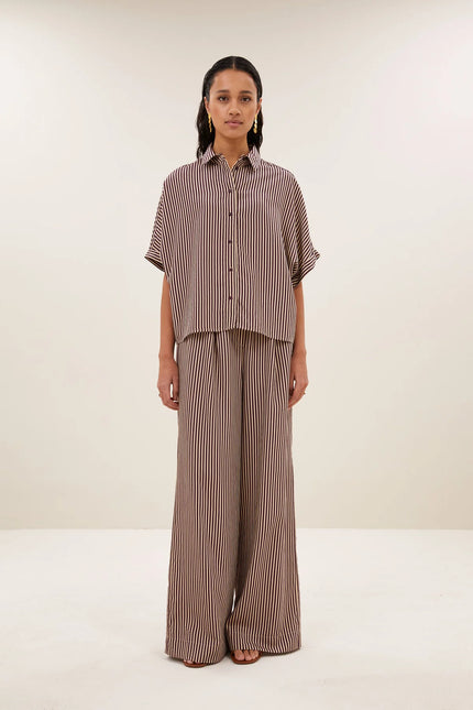 Sunny Stripe Blouse in Burgundy