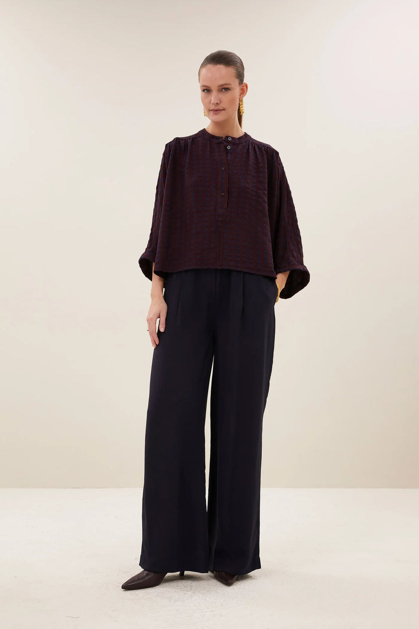 Jess Blouse in Wine Check