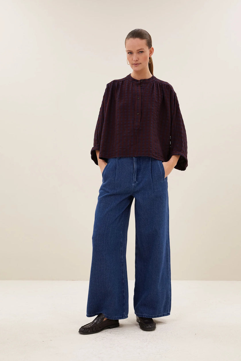 Jess Blouse in Wine Check