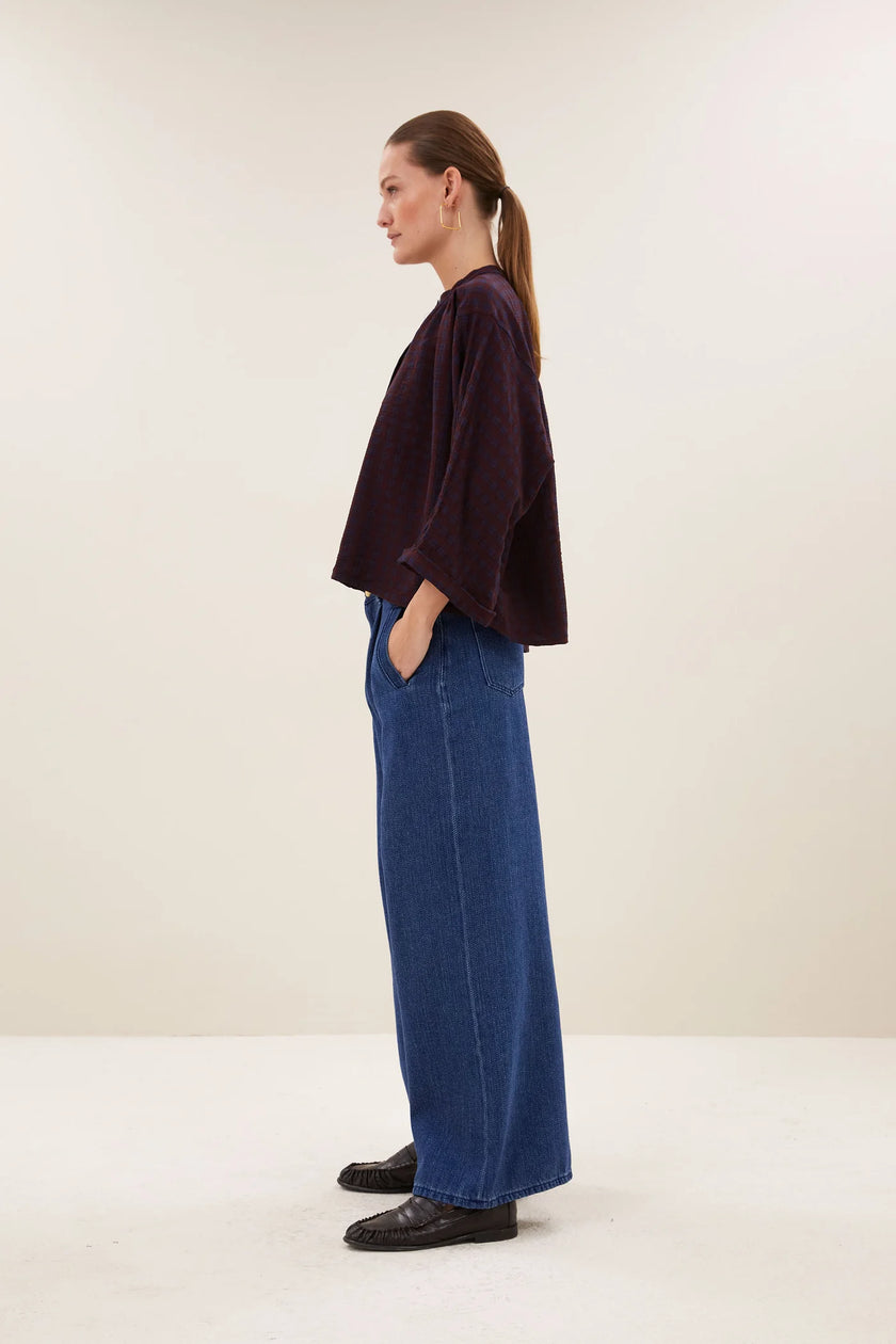 Jess Blouse in Wine Check