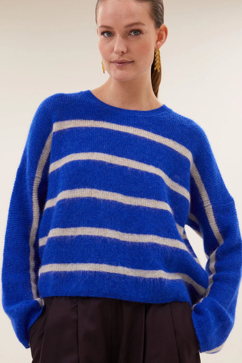 Vide Stripe Pullover in Off White Stripe