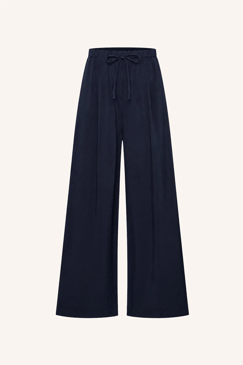 Pelle Satin Stripe Pants in Night Sky