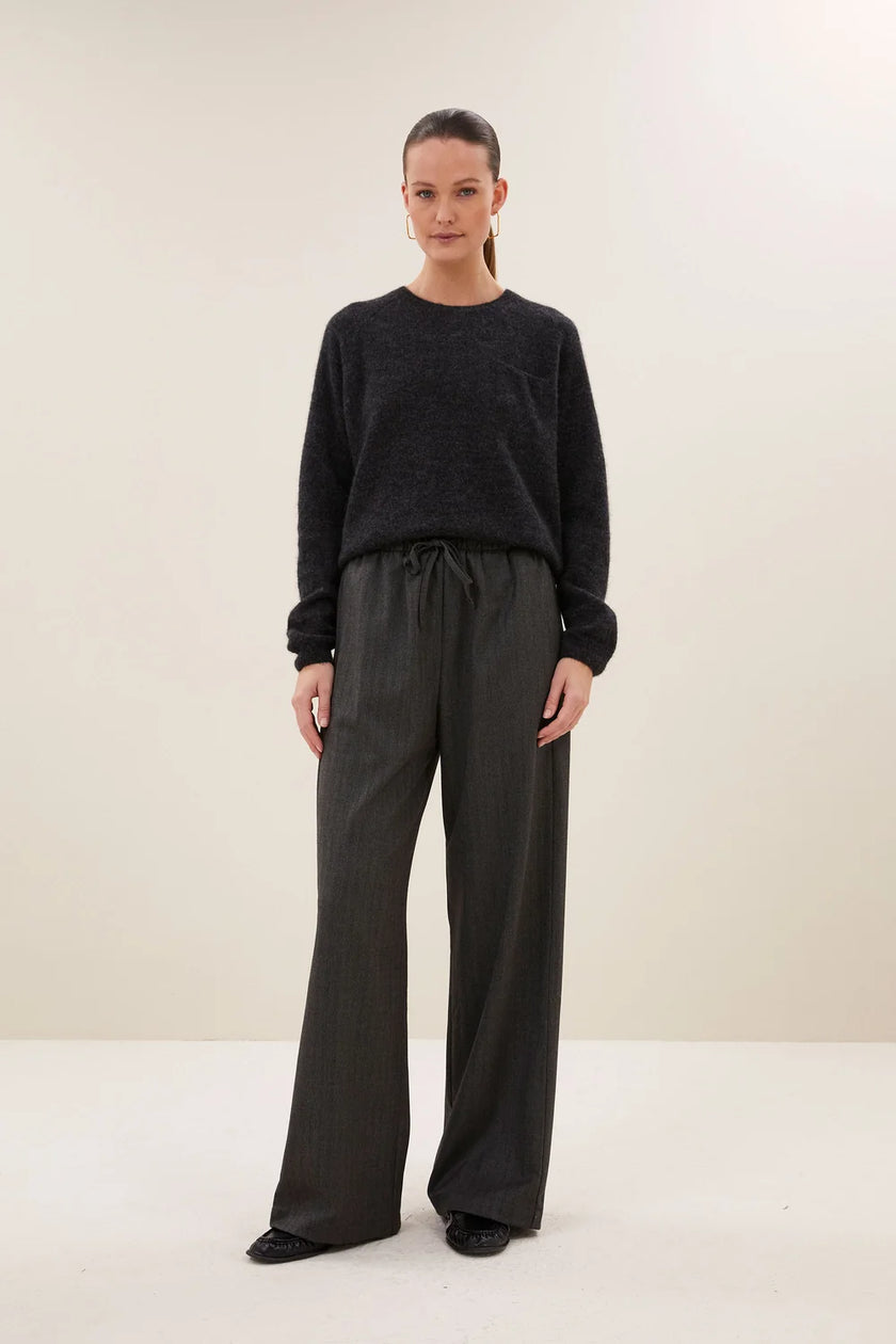 Pelle Herringbone Pants in Black Herringbone