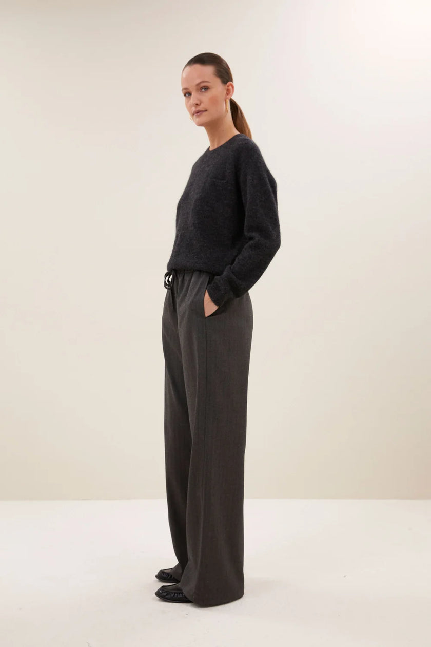 Pelle Herringbone Pants in Black Herringbone
