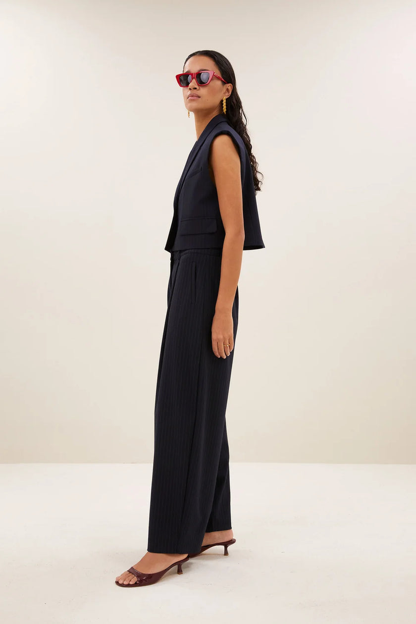 Bobi Pinstripe Gilet in Midnight