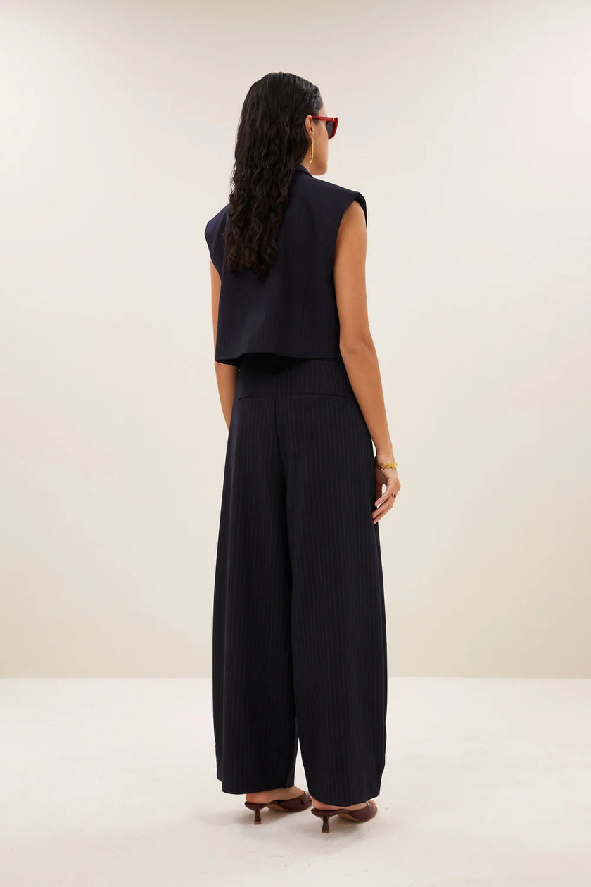 Bobi Pinstripe Gilet in Midnight