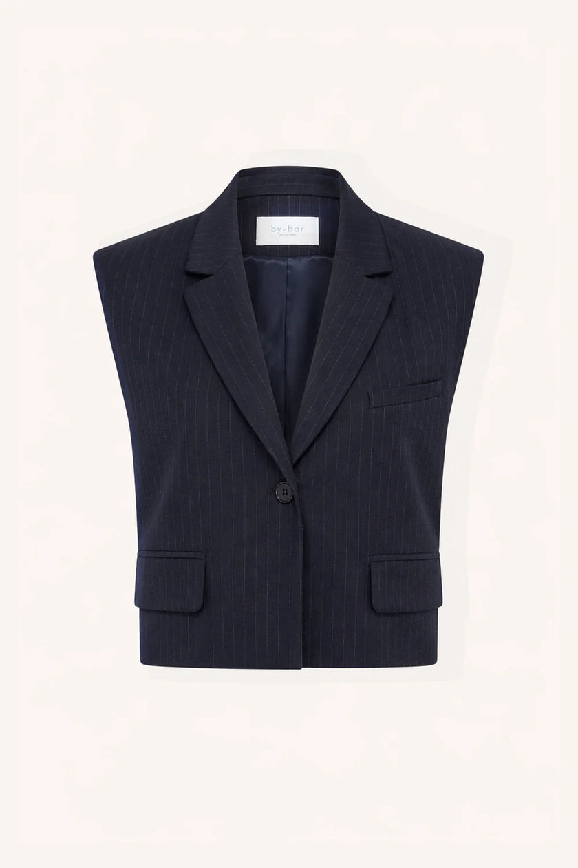 Bobi Pinstripe Gilet in Midnight