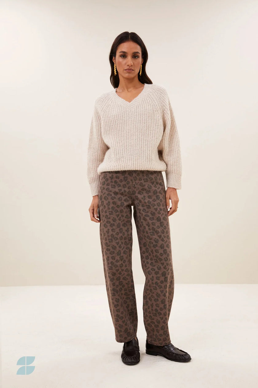 Lew Cheetah Chocolate Pants in Chocolate Brown