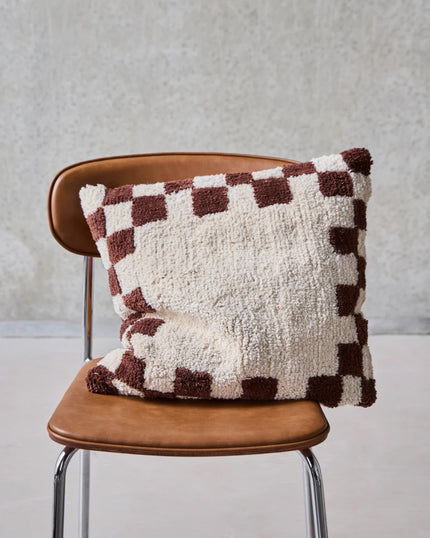 Cushion Cover in Chess Brown and Off-white
