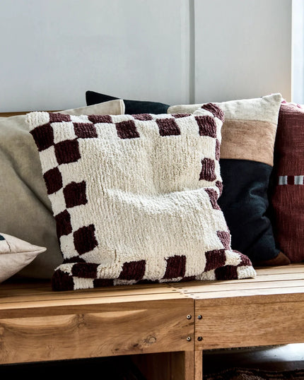Cushion Cover in Chess Brown and Off-white
