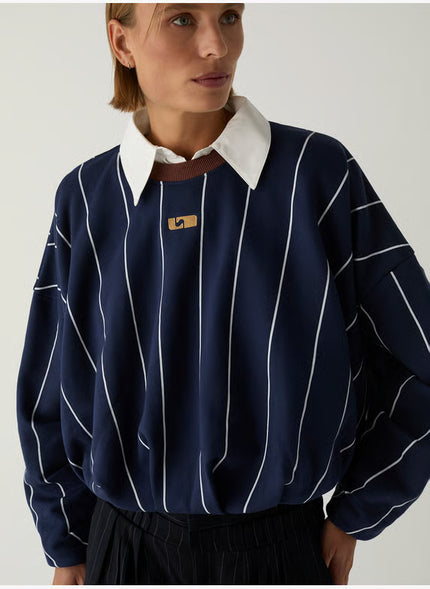 Kelly Navy Striped Sweatshirt