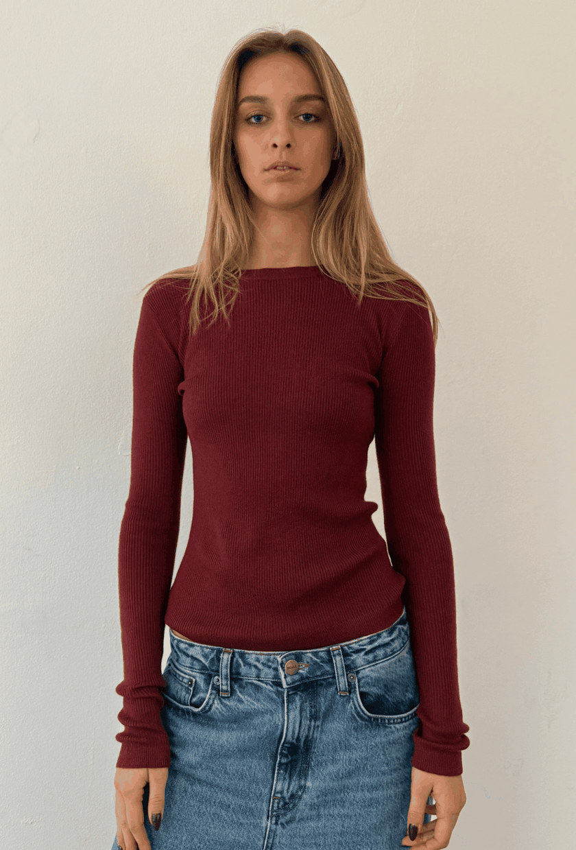 Bianca Knit in Wine Red