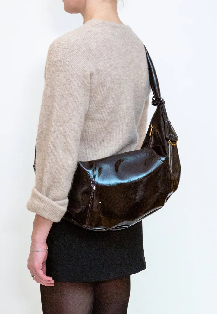 Bianca Glossy Bag in Umber Brown